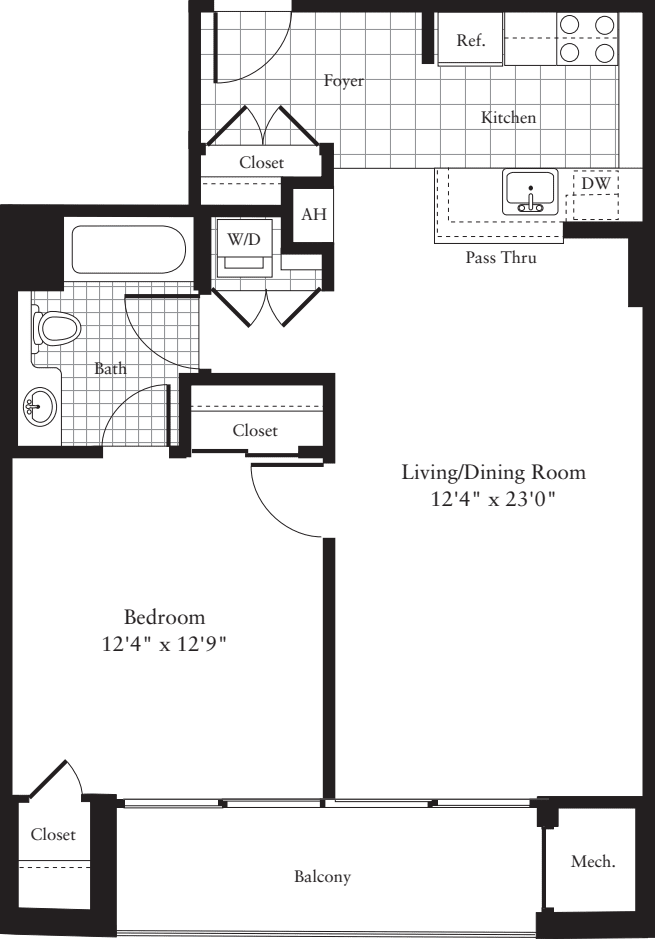 1 Bedroom F floorplan