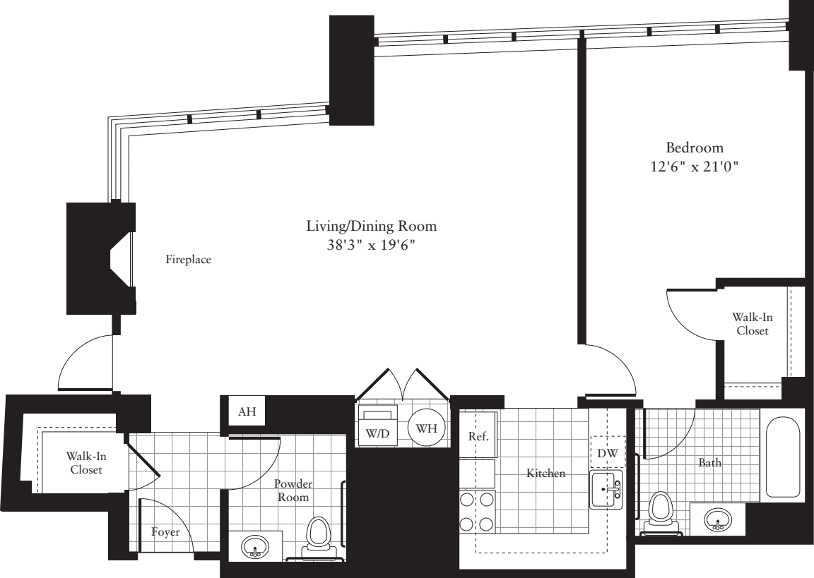1 Bedroom M floorplan