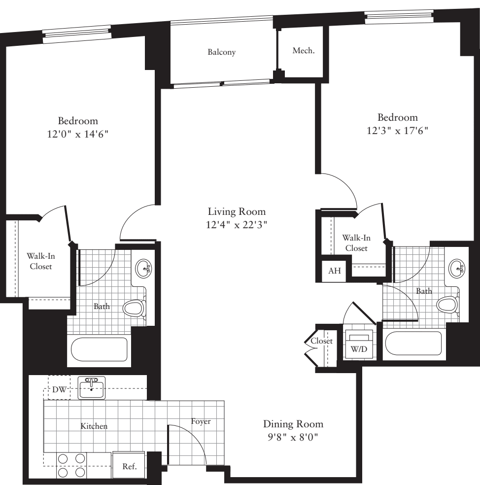 2 Bedrooms H floorplan