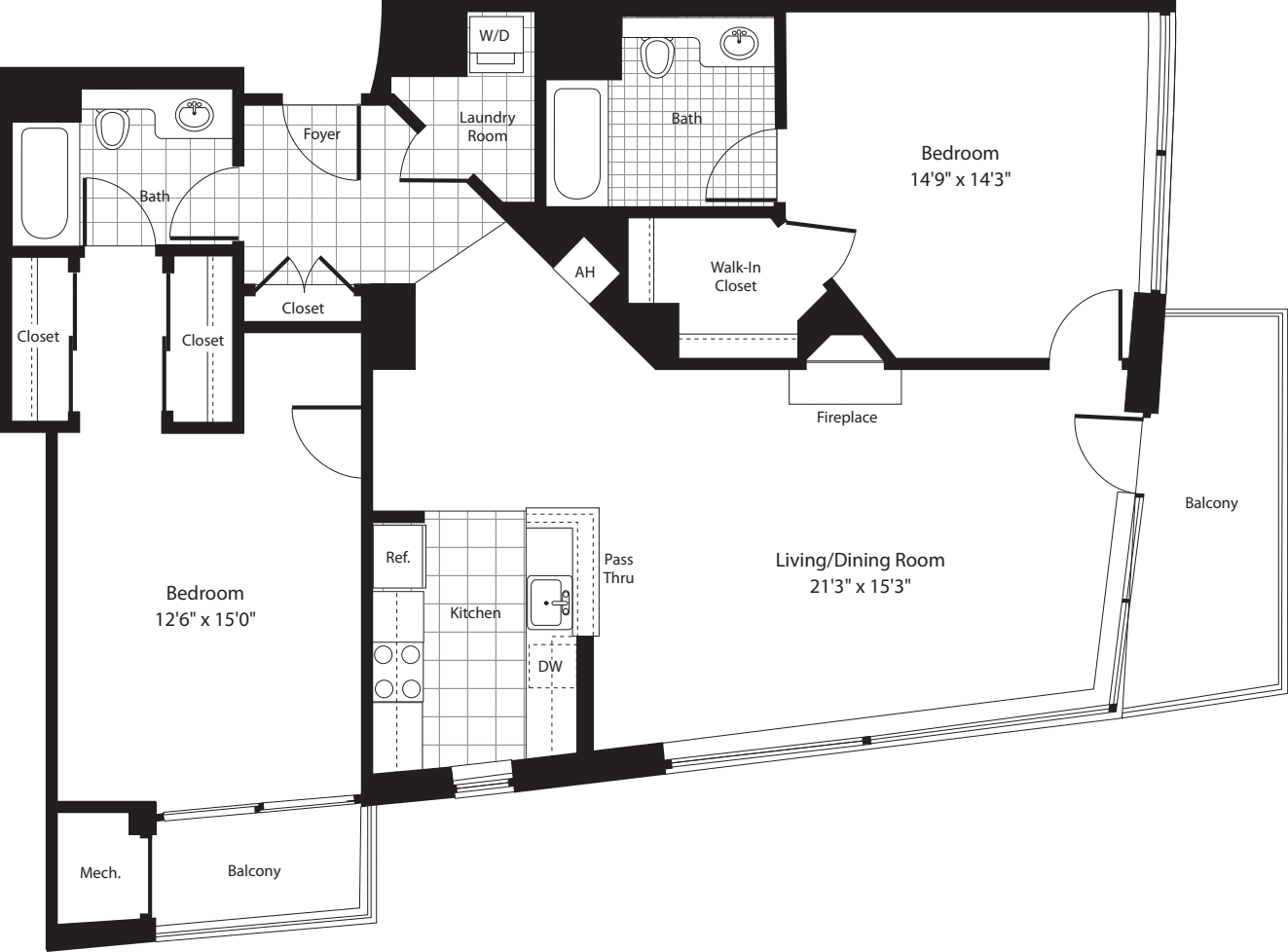 2 Bedrooms N floorplan