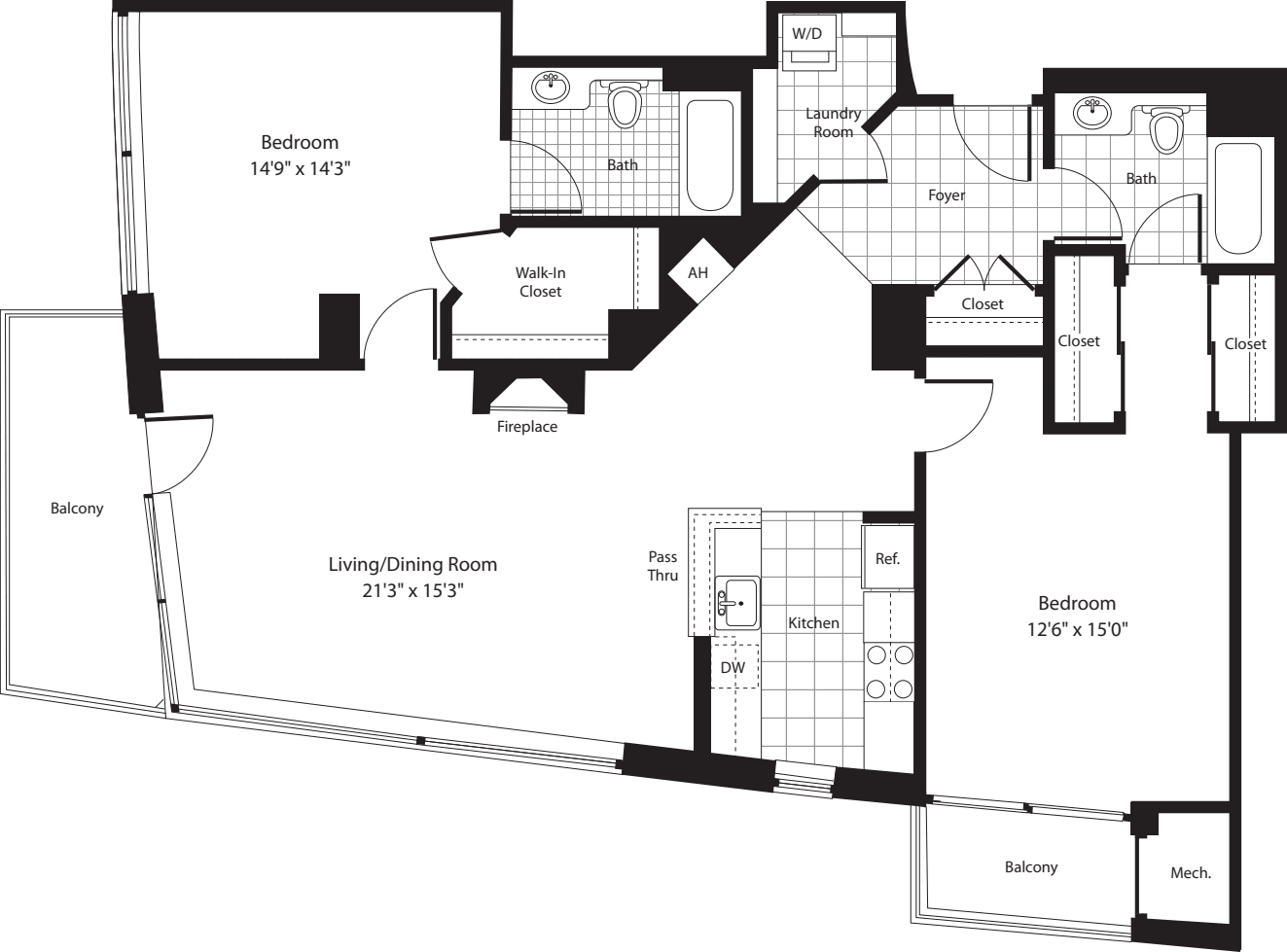2 Bedrooms P floorplan