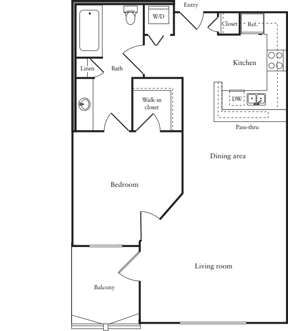 1 Bedroom B floorplan