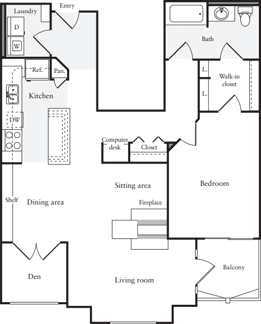 1 Bedroom G floorplan