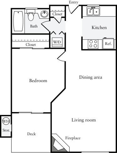 1 Bedroom B (HS) floorplan