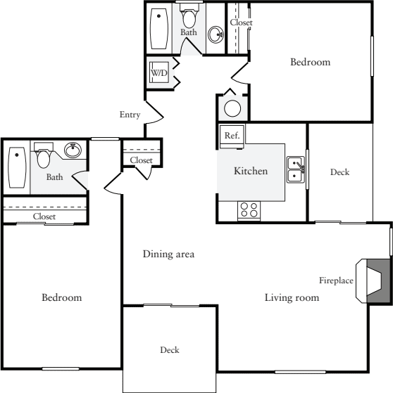 2 Bedrooms B (HS) floorplan