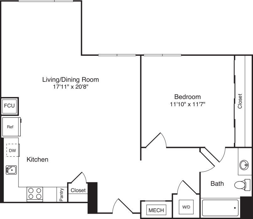 The Flats 1 Bedroom J floorplan