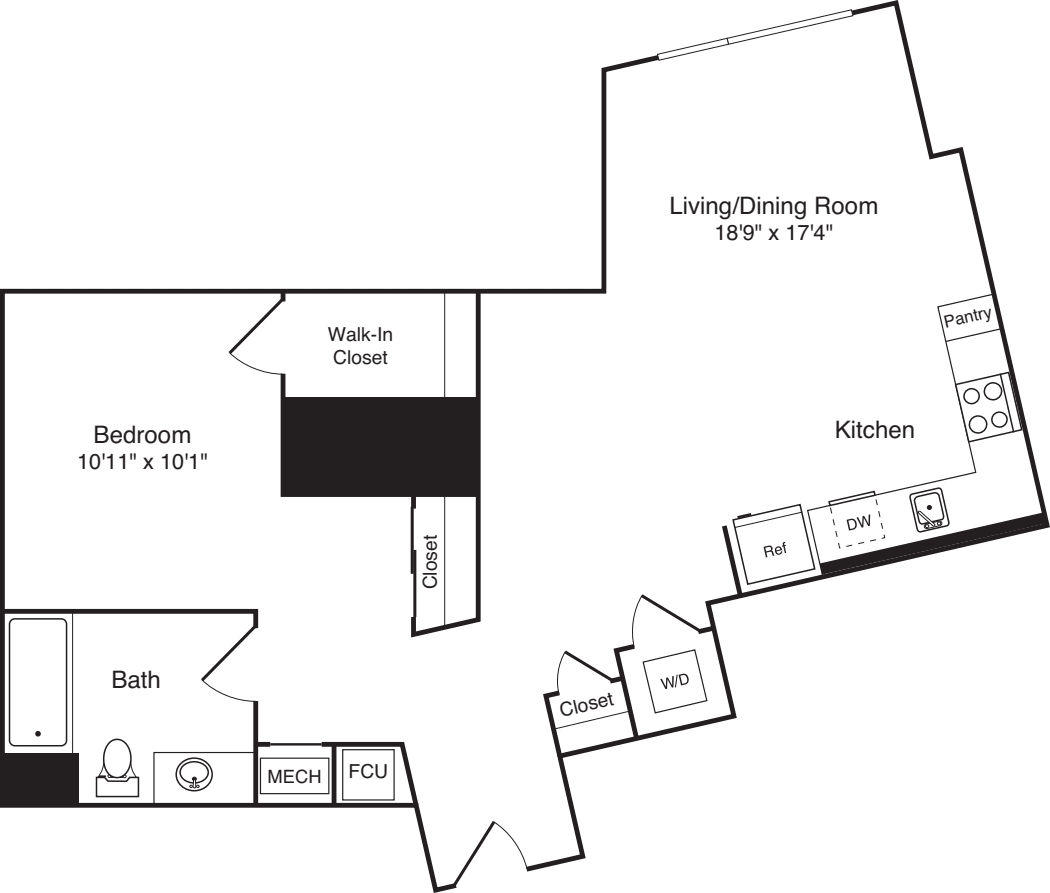 The Flats Studio J floorplan