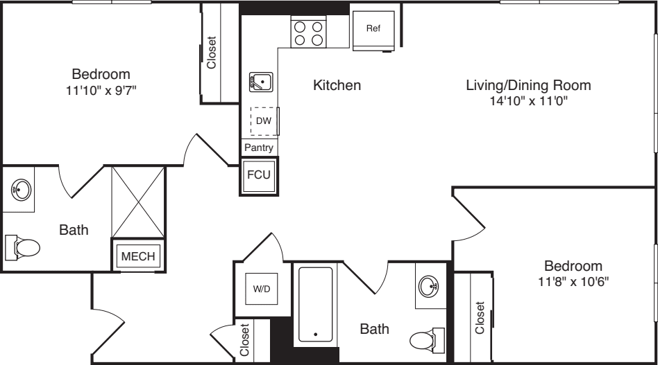 The Flats 2 Bedrooms A floorplan