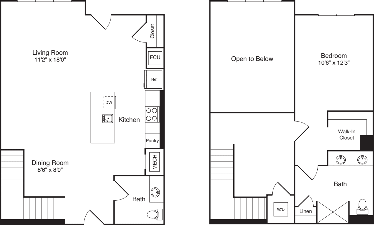 The Flats 1 Bedroom A Loft floorplan