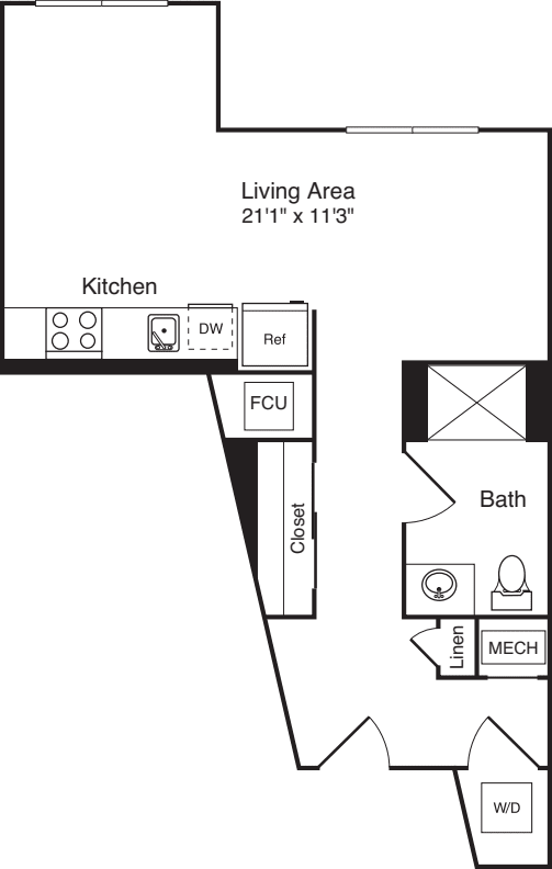 The Flats Studio C floorplan