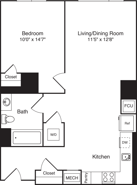 The Flats 1 Bedroom B floorplan