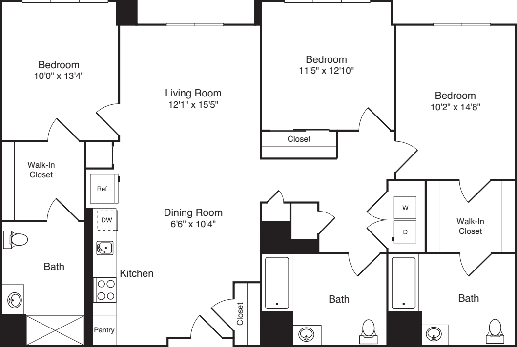 The Flats 3 Bedrooms B floorplan