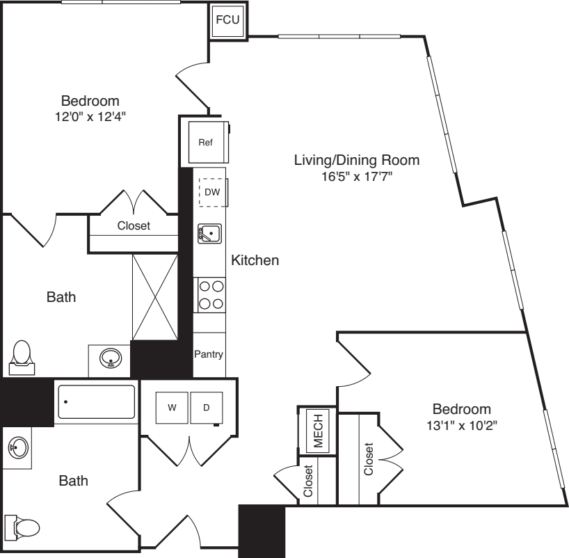 The Flats 2 Bedrooms G2 floorplan