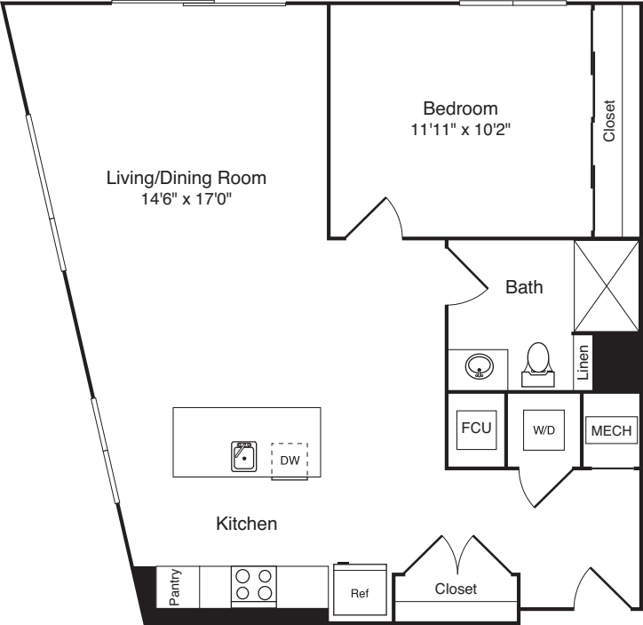 The Flats 1 Bedroom D floorplan