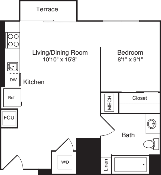 The Flats Studio G floorplan