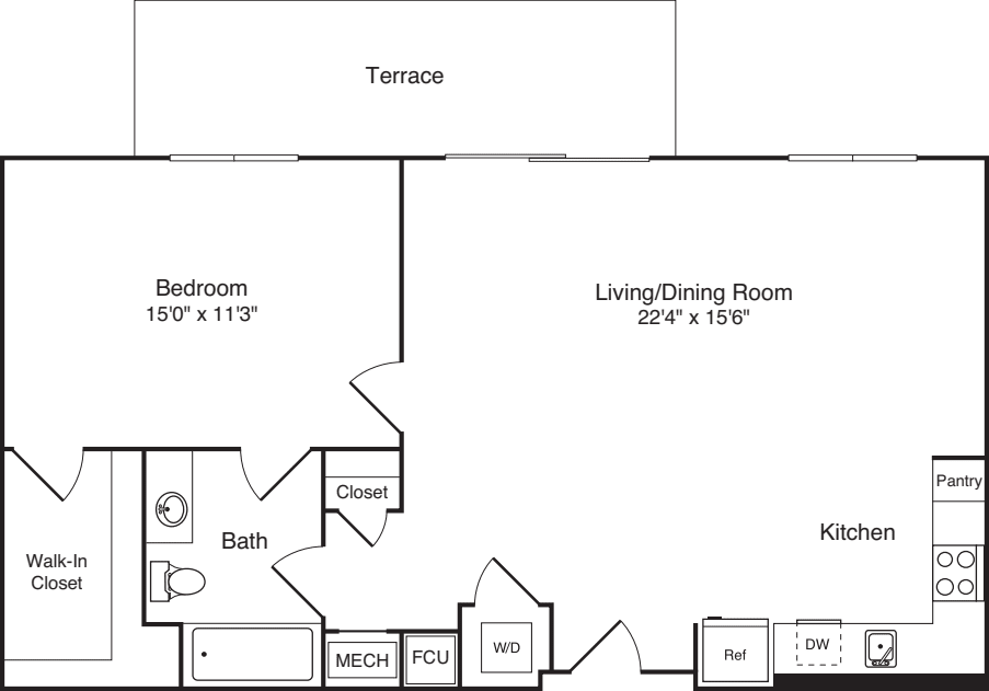 The Flats 1 Bedroom H floorplan