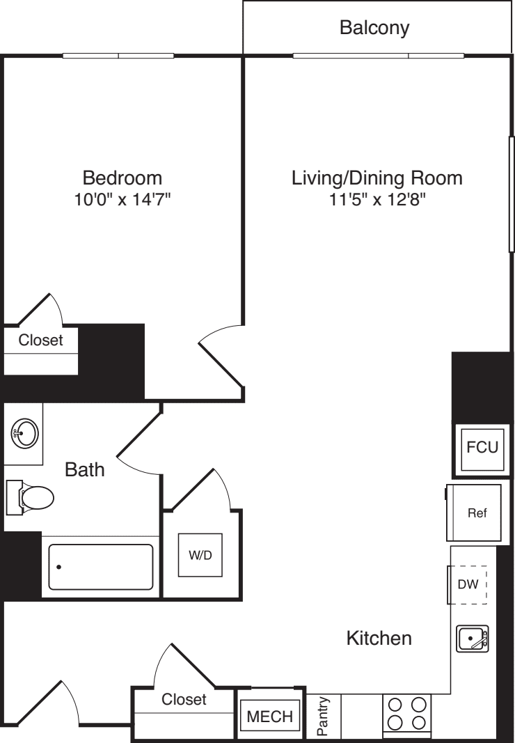 The Flats 1 Bedroom B with Balcony