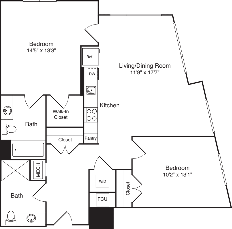 The Flats 2 Bedrooms B floorplan