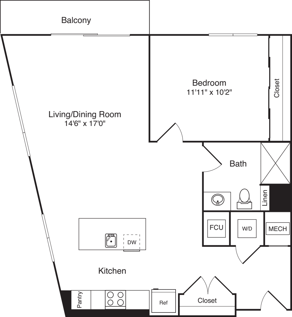 The Flats 1 Bedroom D with Balcony