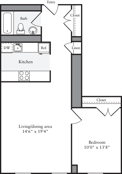 The Lofts 1 Bedroom D floorplan