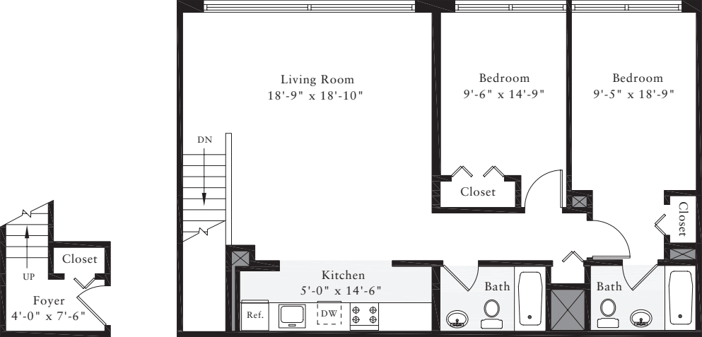 The Lofts 2 Bedrooms J floorplan