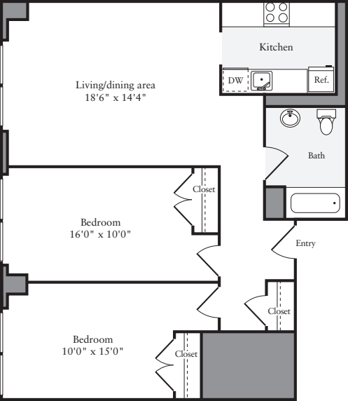 The Lofts 2 Bedrooms L floorplan