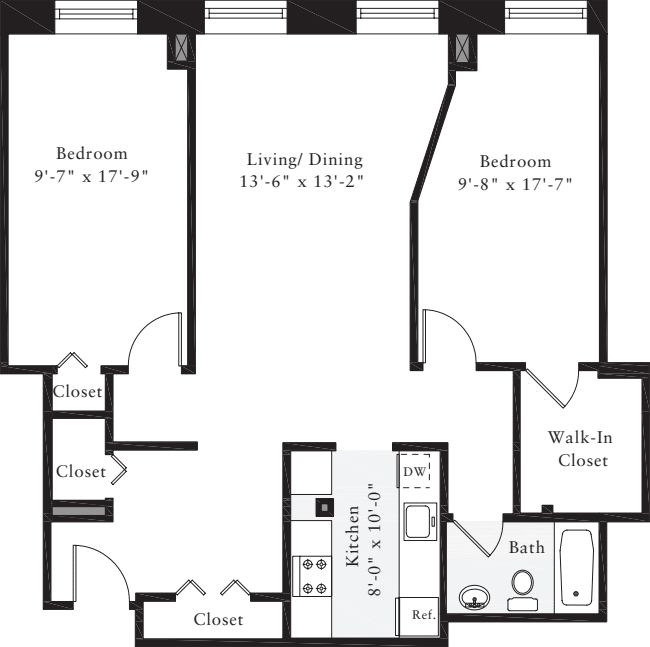 The Lofts 2 Bedrooms Q floorplan