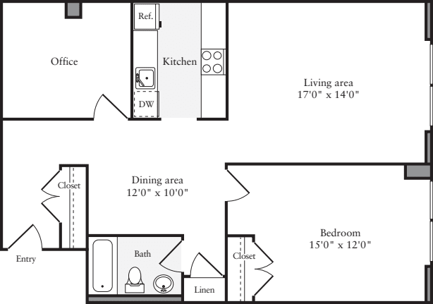 The Lofts 1 Bedroom J floorplan