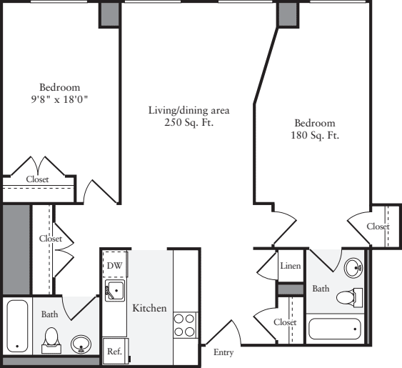 The Lofts 2 Bedrooms Y floorplan