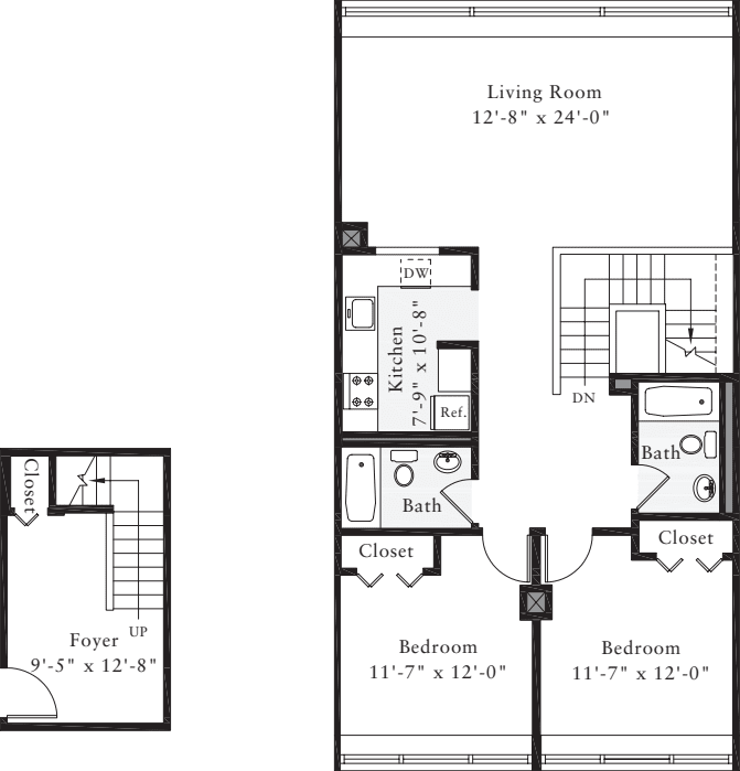 The Lofts 2 Bedrooms CC floorplan