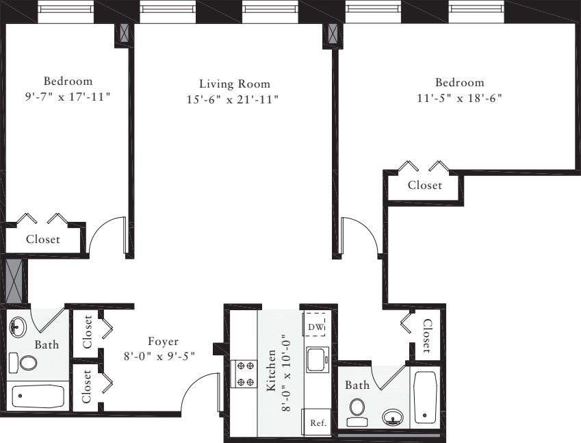 The Lofts 2 Bedrooms JJ floorplan