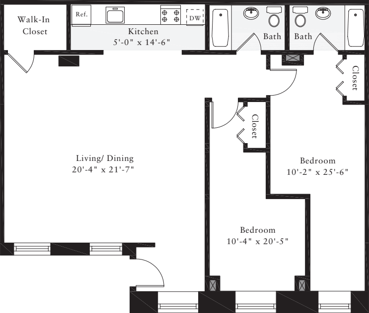 The Lofts 2 Bedrooms KK floorplan
