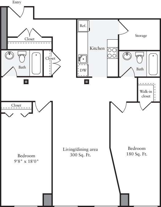 The Lofts 2 Bedrooms LL floorplan