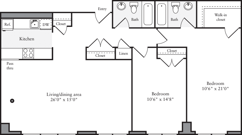 The Lofts 2 Bedrooms MM floorplan
