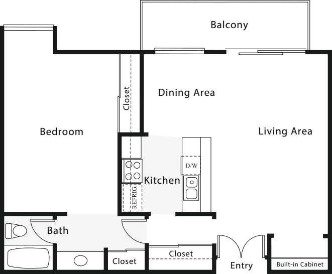 1 Bedroom E - No W/D