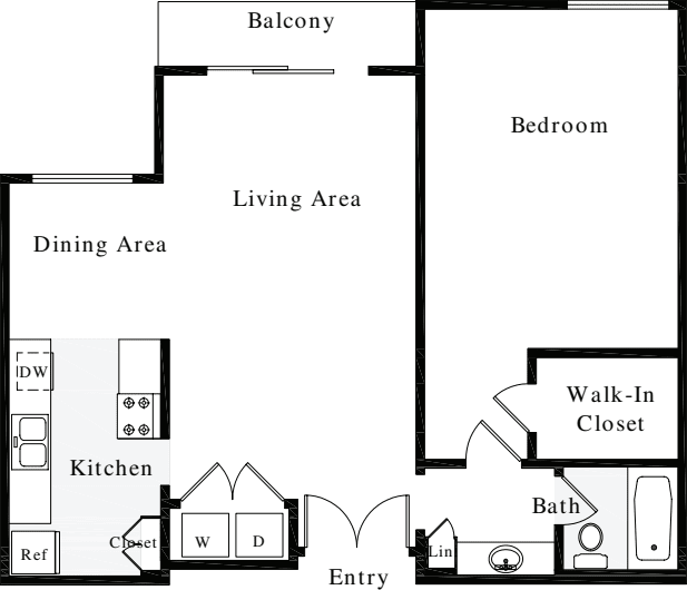 1 Bedroom D floorplan