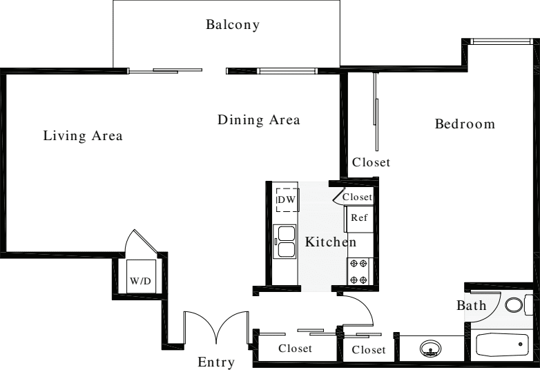 1 Bedroom H floorplan