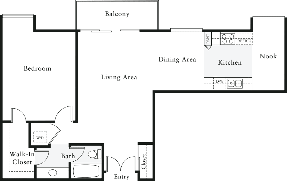 1 Bedroom J floorplan