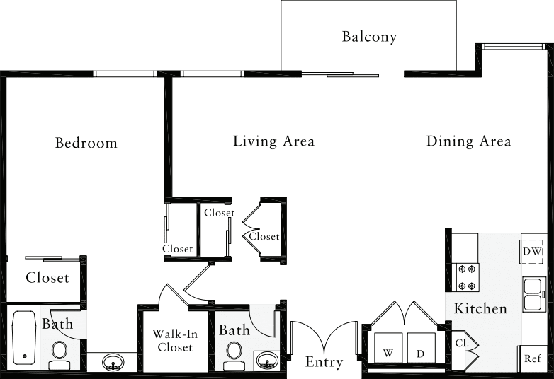 1 Bedroom M floorplan