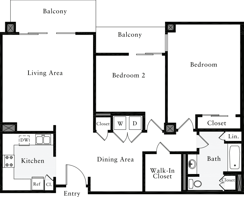 2 Bedrooms E floorplan