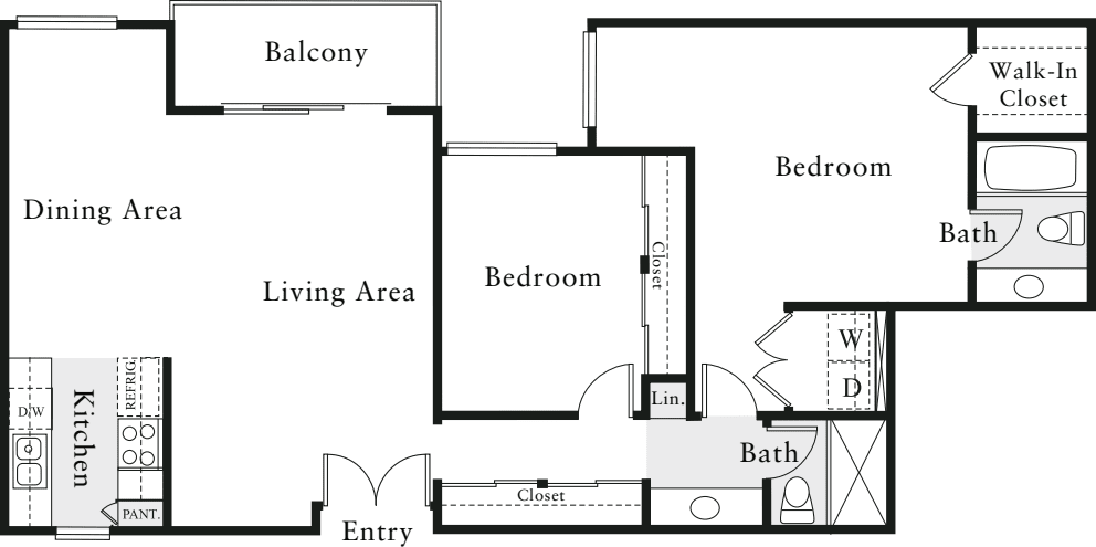 2 Bedrooms F floorplan