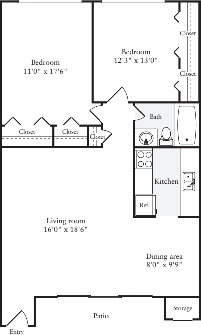 2 Bedrooms A floorplan