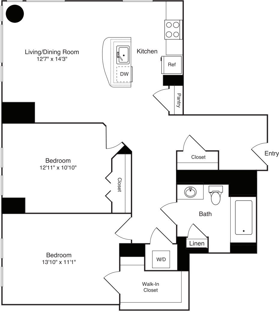 2 Bedroom Unit 8I floorplan