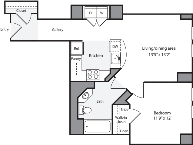 1 Bedroom F floorplan