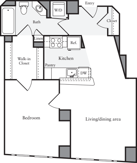 1 Bedroom J floorplan