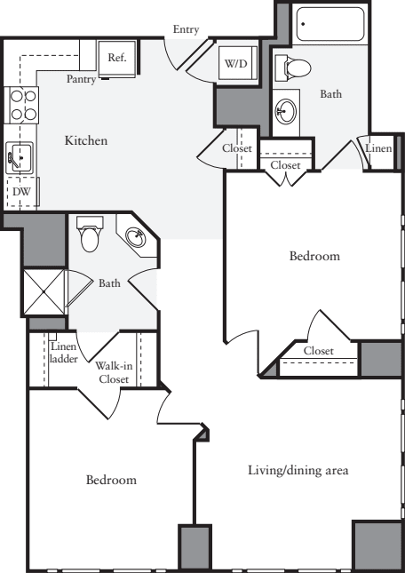 2 Bedrooms A floorplan