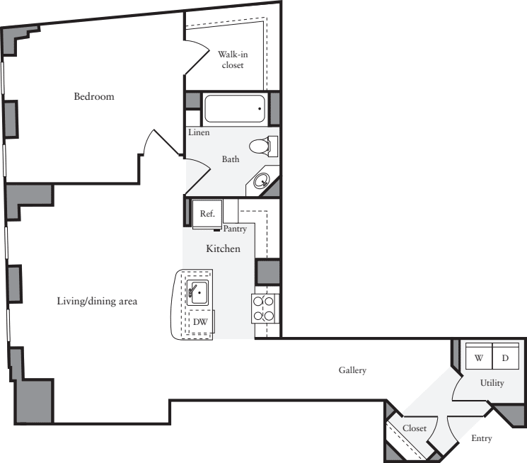 1 Bedroom O floorplan