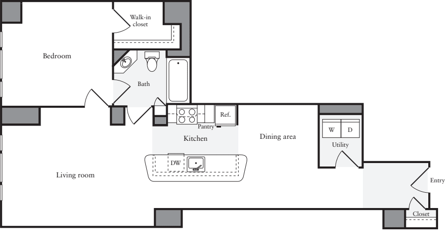 1 Bedroom P floorplan