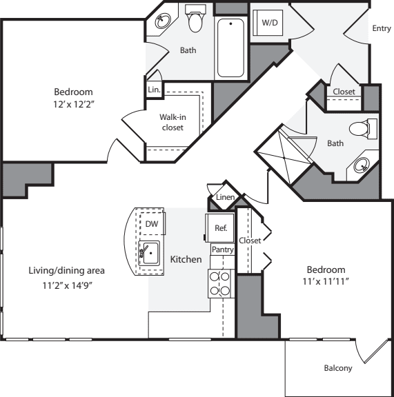 2 Bedrooms B floorplan