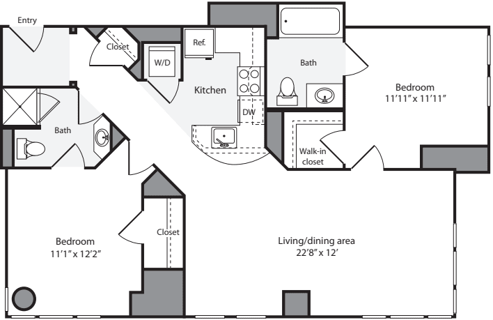 2 Bedrooms E floorplan